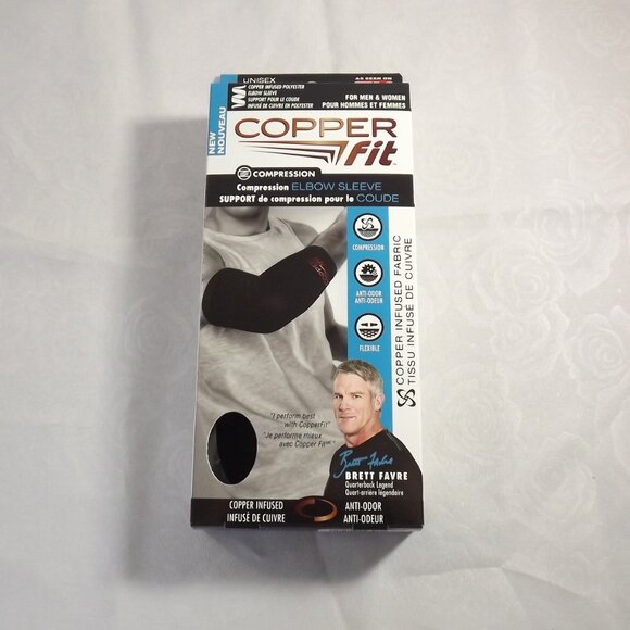 2 Compression Elbow Sleeves, Unisex, Black, Copper Fit - Picture 3 of 11